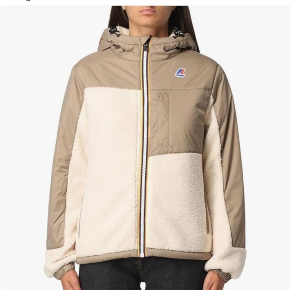 K-Way Fleece Jacket in Taupe and Cream